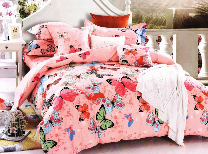Lenjerie de pat creponata din bumbac satinat, Ralex Pucioasa, 2 persoane - Pink