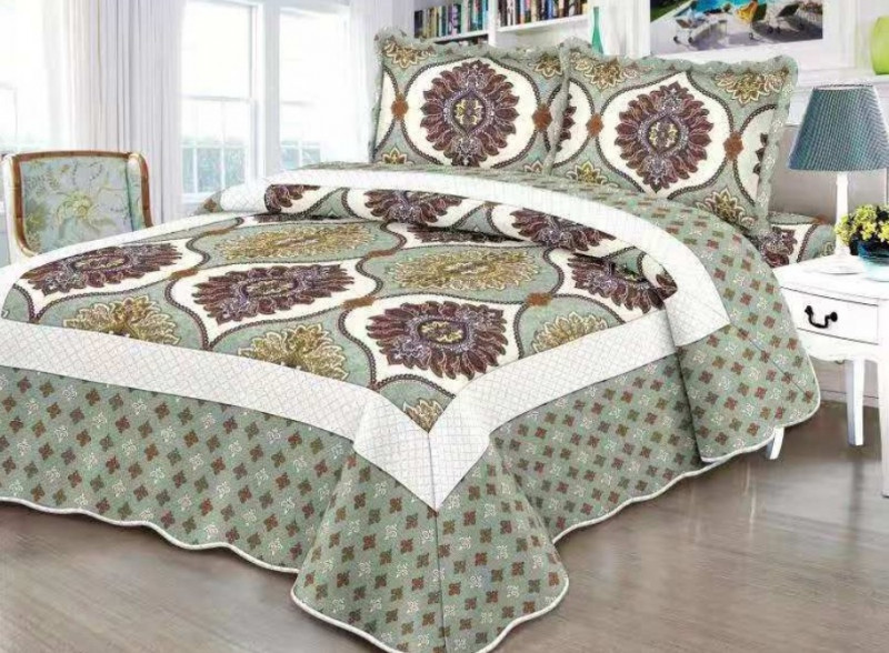 Cuvertura moderna de pat matrimonial din bumbac pentru pat dublu. 2 persoane, cu 3 piese - Roana