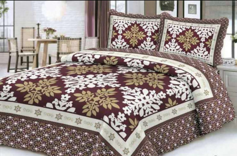 Cuvertura moderna de pat matrimonial din bumbac pentru pat dublu. 2 persoane, cu 3 piese - Sabrina