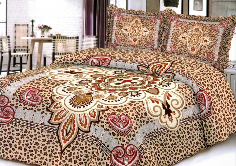 Cuvertura moderna de pat matrimonial din bumbac pentru pat dublu, 2 persoane, cu 3 piese - Cora