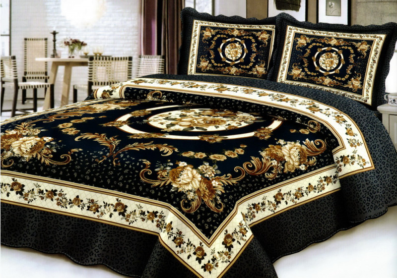 Cuvertura moderna de pat matrimonial din bumbac pentru pat dublu, 2 persoane, cu 3 piese - Maya