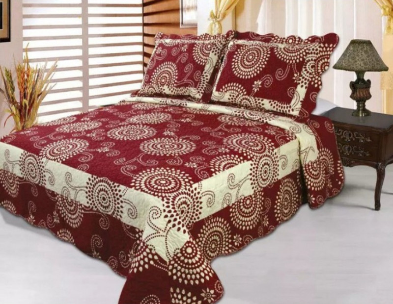 Cuvertura moderna de pat matrimonial din bumbac pentru pat dublu, 2 persoane, cu 3 piese - Timeea