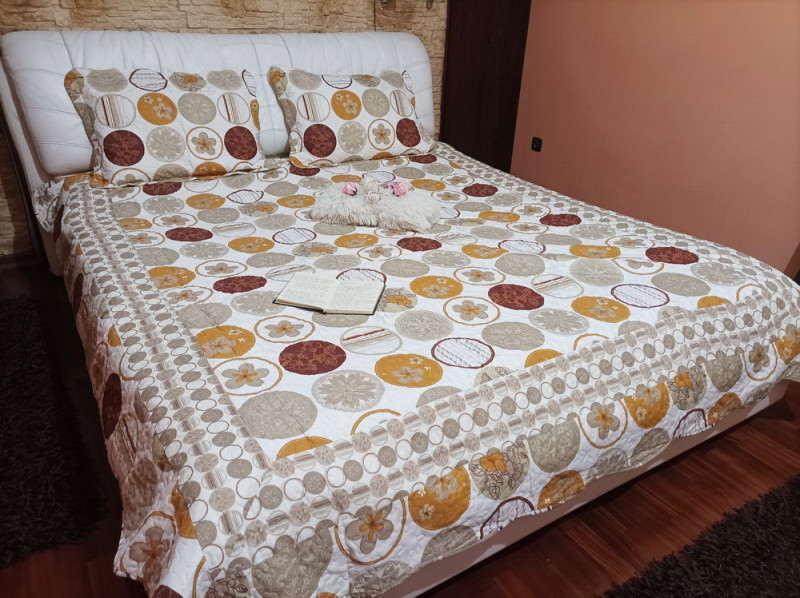 Cuvertura moderna de pat matrimonial din bumbac pentru pat dublu, 2 persoane, cu 3 piese - Mona