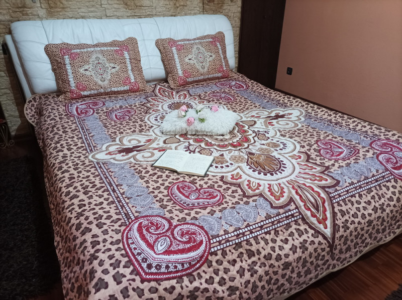 Cuvertura moderna de pat matrimonial din bumbac pentru pat dublu, 2 persoane, cu 3 piese - Danina