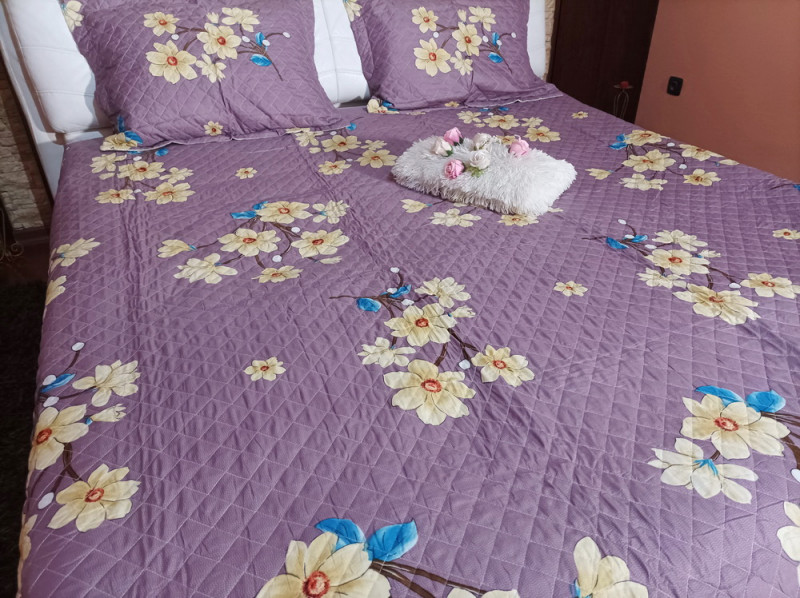 Cuvertura moderna de pat matrimonial din bumbac pentru pat dublu, 2 persoane, cu 3 piese - Elena