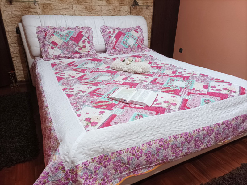 Cuvertura moderna de pat matrimonial din bumbac pentru pat dublu, 2 persoane, cu 3 piese - Elisa
