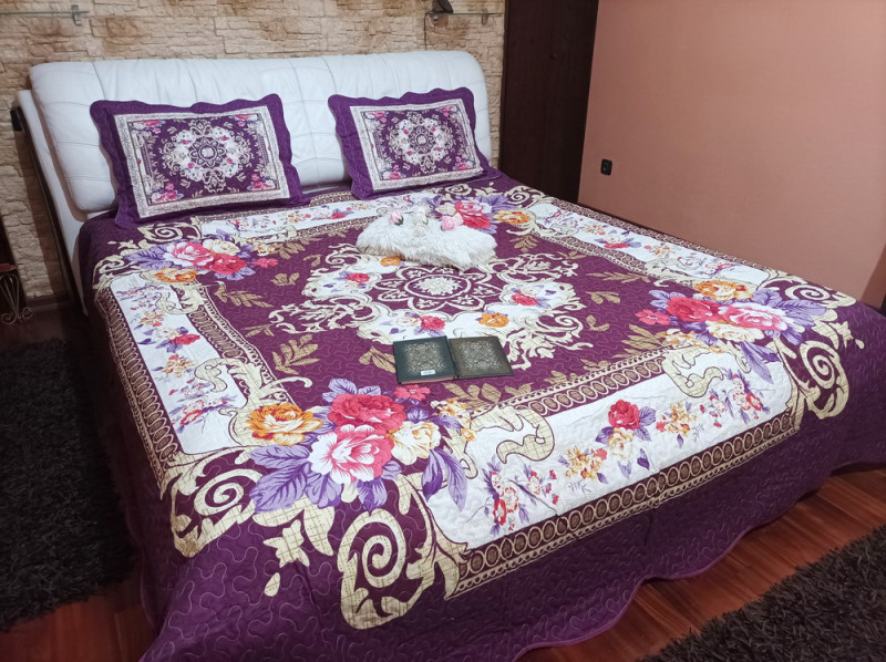 Cuvertura moderna de pat matrimonial din bumbac pentru pat dublu, 2 persoane, cu 3 piese - Simina