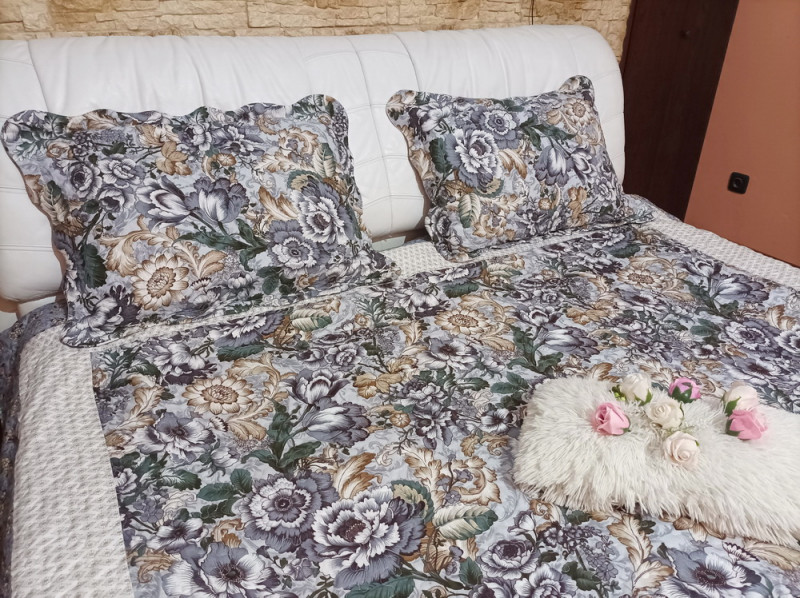 Cuvertura moderna de pat matrimonial din bumbac pentru pat dublu, 2 persoane, cu 3 piese - Natalia