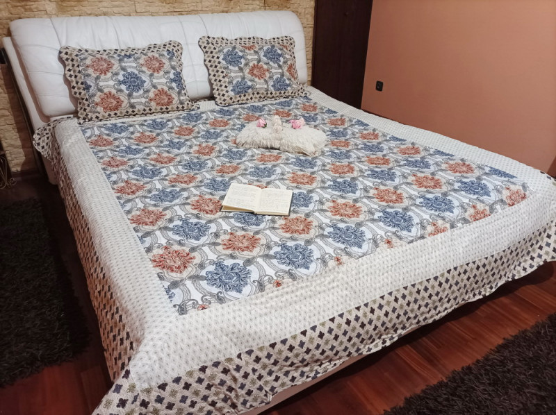 Cuvertura moderna de pat matrimonial din bumbac pentru pat dublu, 2 persoane, cu 3 piese - Talida
