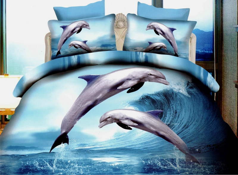 Lenjerie de pat Digital Print, Ralex Pucioasa, 2 persoane - Delfini
