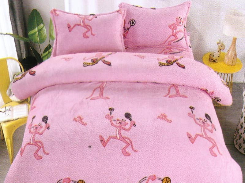 Lenjerie de pat cocolino, pufoasa, pentru 1 persoana, cu 3 piese - Pink Panther