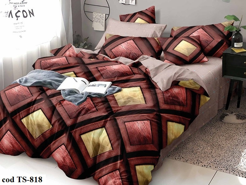Lenjerie de pat bumbac finet, cu 4 piese, pentru 2 persoane, L'atelier Creatif Pucioasa - Simina