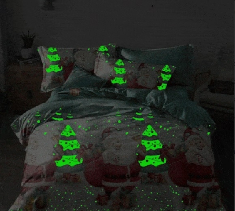 Lenjerie de pat Craciun, Fluorescenta, pentru 2 persoane cu 4 piese, Ralex Pucioasa - Fenia