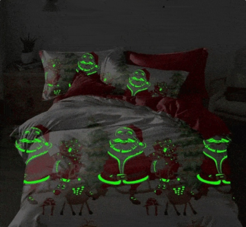 Lenjerie de pat Craciun, fluorescenta, pentru 2 persoane cu 4 piese, Ralex Pucioasa - Selena