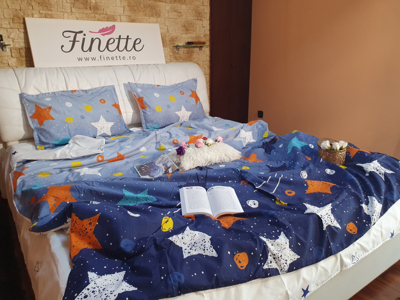 Lenjerie de pat bumbac finet, cu 6 piese, pentru 2 persoane, L'atelier Creatif Pucioasa - Shania