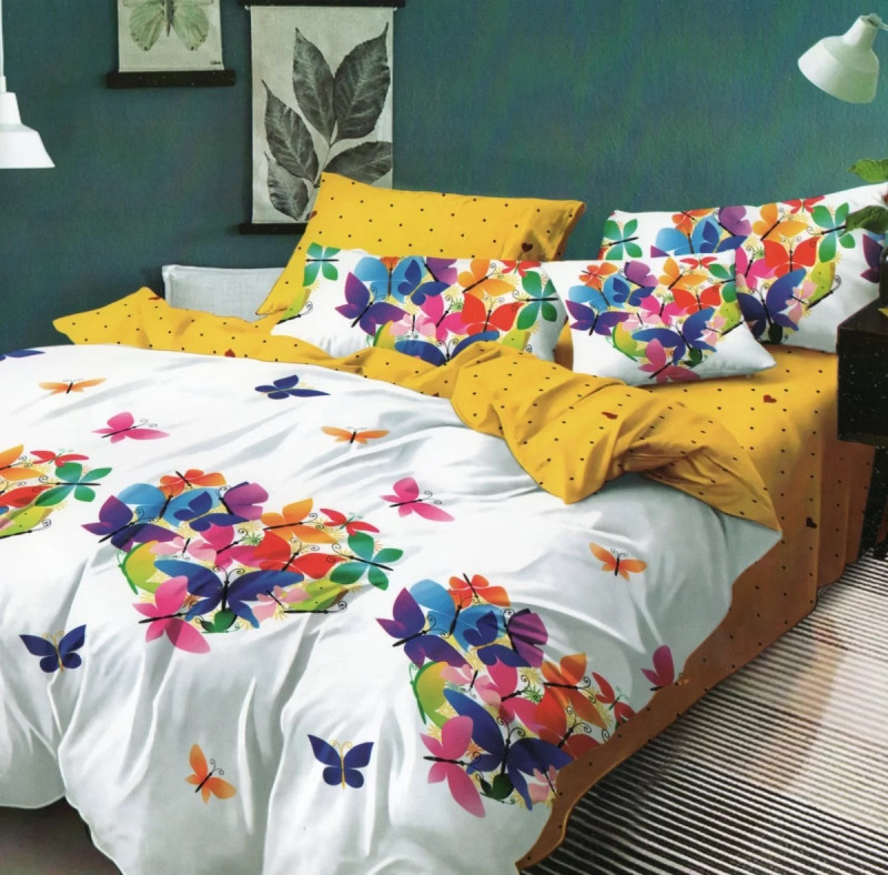 Lenjerie de pat din bumbac, ELVO, pentru 2 persoane, 4 piese, Ralex Pucioasa - Butterfly