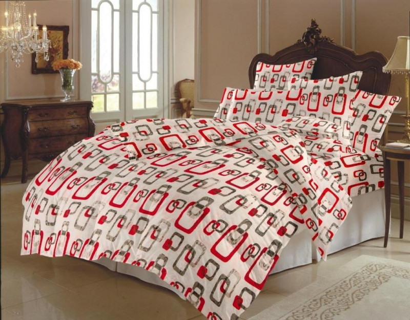 Lenjerie de pat dublu, din bumbac 100% neted, pentru 2 persoane, cu 4 piese Armonia Textil - Fania