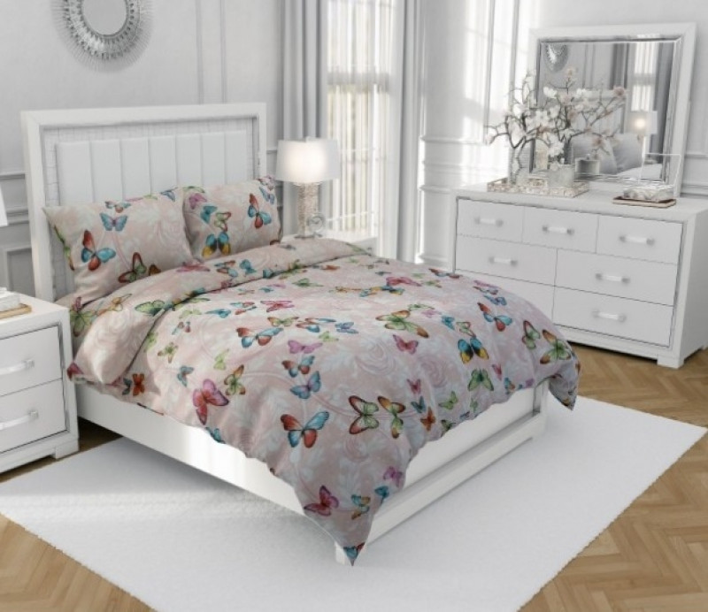 Lenjerie de pat matrimonial, din bumbac 100% neted, pentru 2 persoane, cu 4 piese Armonia Textil - Tania