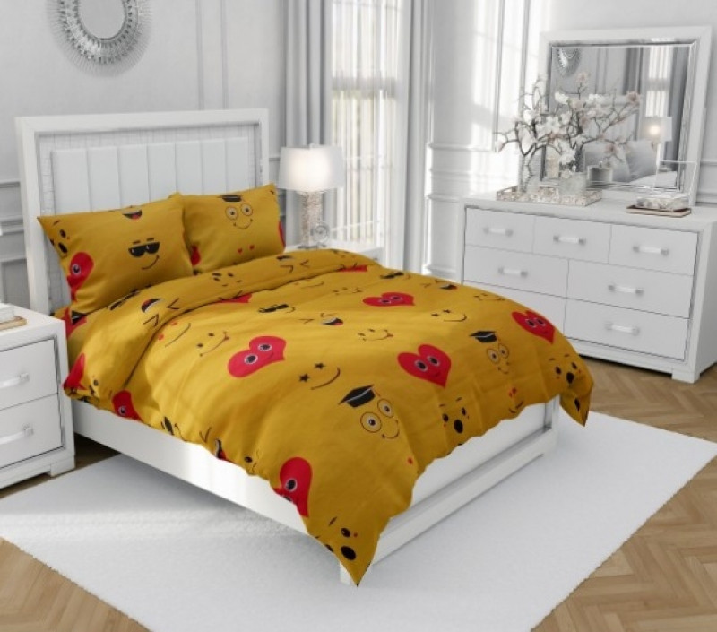 Lenjerie de pat matrimonial, din bumbac 100% neted, pentru 2 persoane, cu 4 piese Armonia Textil - Marina