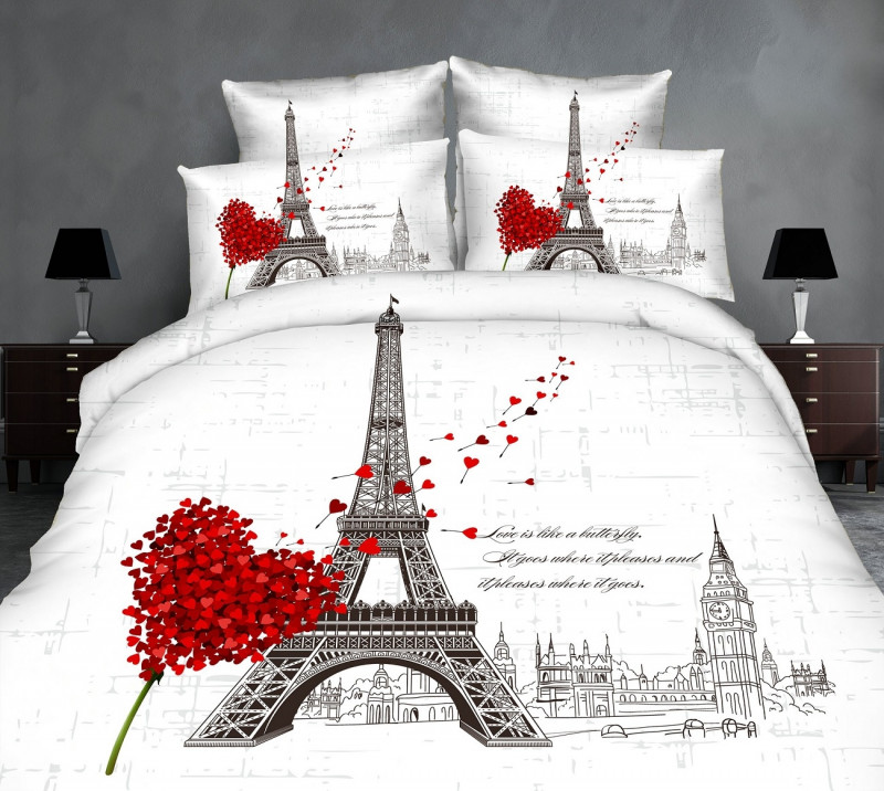 Lenjerie de pat Digital Print, Ralex Pucioasa, 2 persoane - Paris love, v1