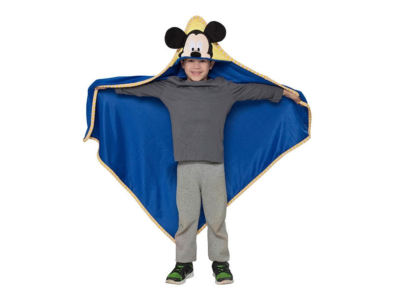 Patura pufoasa cu gluga pentru copii, 100x100 cm, Tac - Mickey Mouse