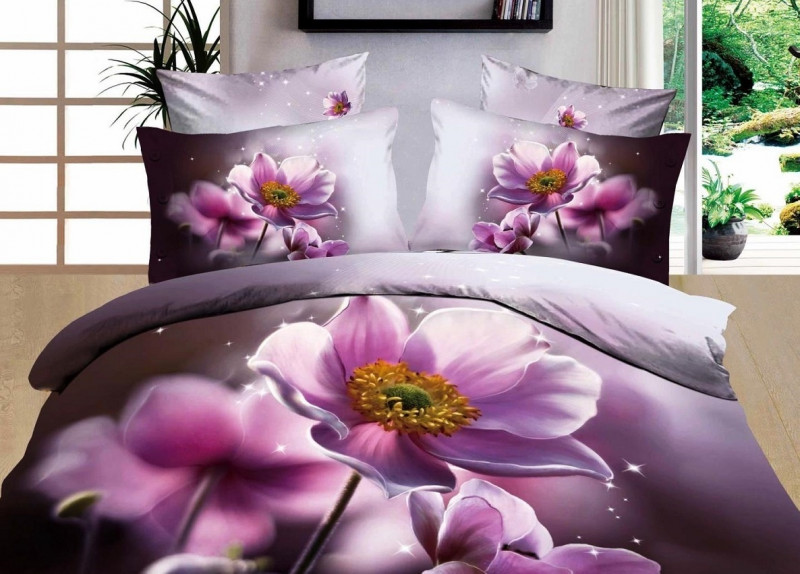 Lenjerie de pat Digital Print, Ralex Pucioasa, 2 persoane - Purple flower