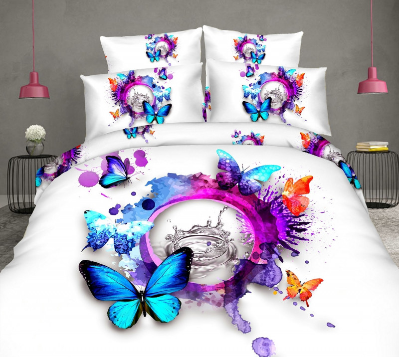 Lenjerie de pat Digital Print, Ralex Pucioasa, 2 persoane - Rainbow butterfly