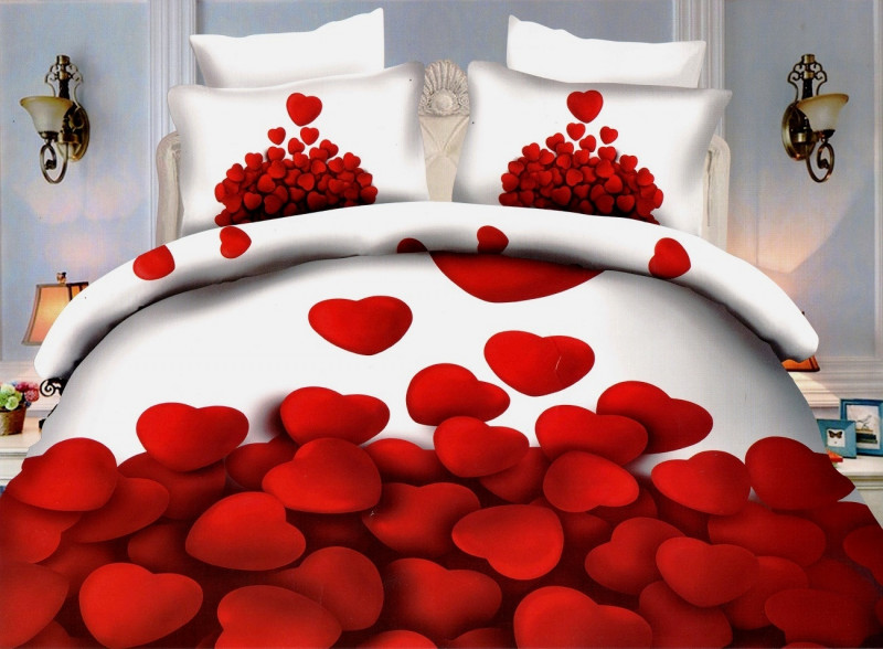 Lenjerie de pat Digital Print, Ralex Pucioasa, 2 persoane - Red heart, v1