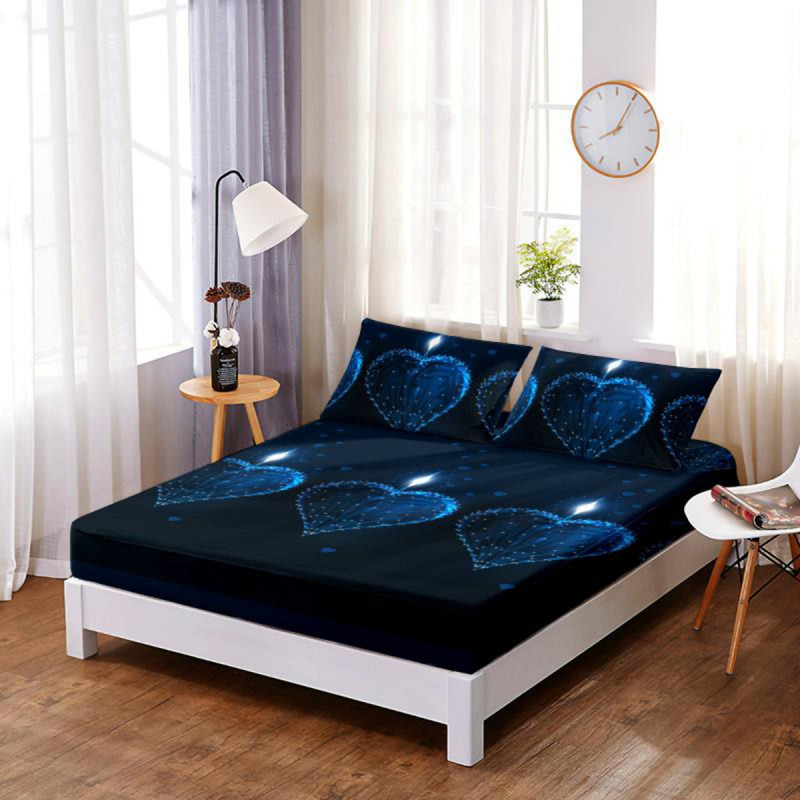 Set cearceaf de pat din bumbac finet cu elastic, 160x200 cm cu 2 fete de perna, Ralex Pucioasa Alisha