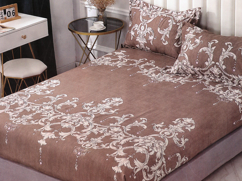 Set cearceaf de pat din bumbac satinat cu elastic, 180x200 cm cu 2 fete de perna, Casa New Concept - Lisa