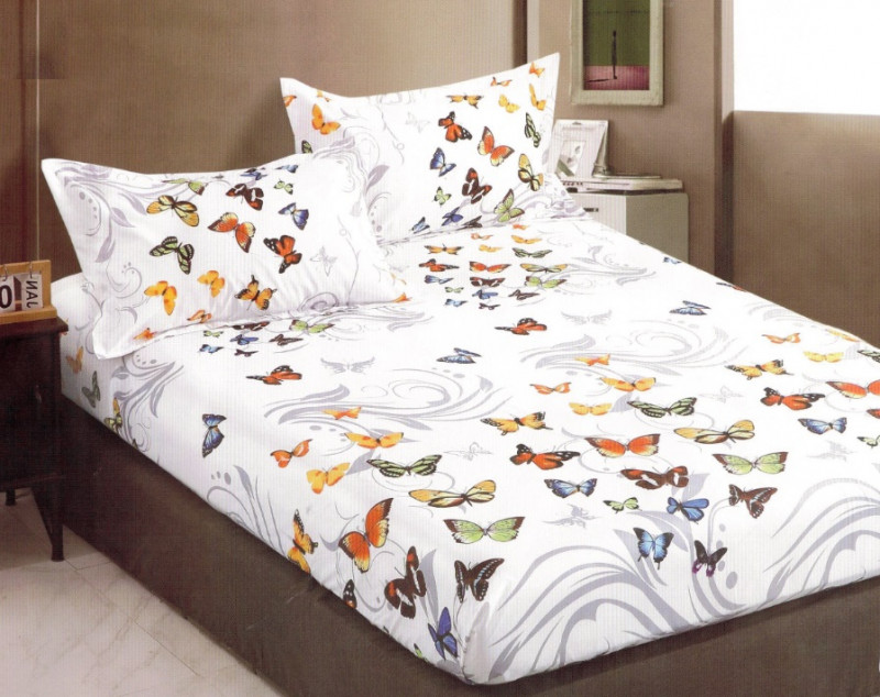 Set cearceaf de pat din bumbac satinat cu elastic, 180x200 cm cu 2 fete de perna, Casa New Concept - Raisa
