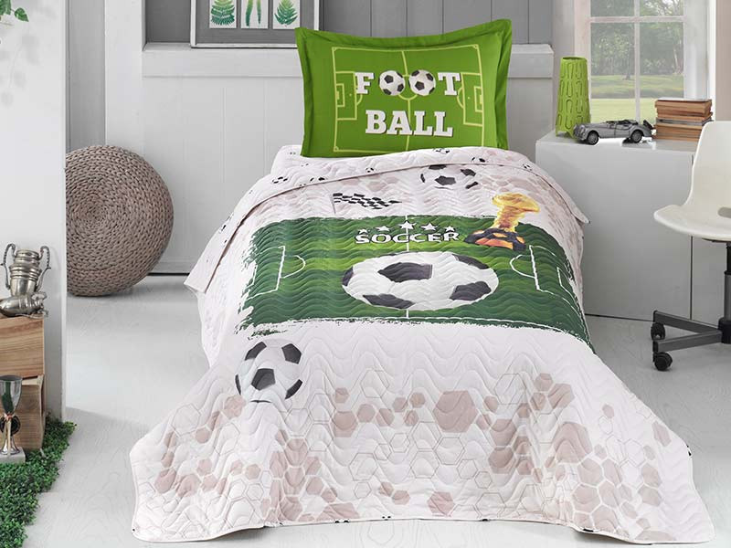 Set lenjerie de pat cu cuvertura pentru copii, 1 persoana, cu 3 piese, Clasy, din bumbac 100% - Soccer