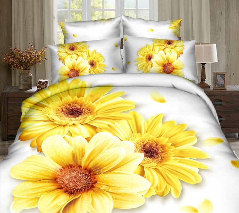 Lenjerie de pat Digital Print, Ralex Pucioasa, 2 persoane - Yellow flo