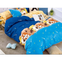 Lenjerie de pat bumbac finet (cearceaf cu elastic 180x200 cm), cu 6 piese, pentru 2 persoane, Jojo - Puppies