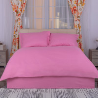 Lenjerie de pat uni Damasc Policoton pentru 2 persoane, Ralex Pucioasa - roz