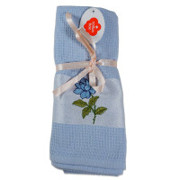 Set 2 prosoape de bucatarie albastre, din bumbac 100%, Cotton box (45x70 cm) - trandafir
