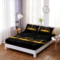 Set cearceaf de pat din bumbac finet cu elastic, 160x200 cm cu 2 fete de perna, Ralex Pucioasa - Gianina