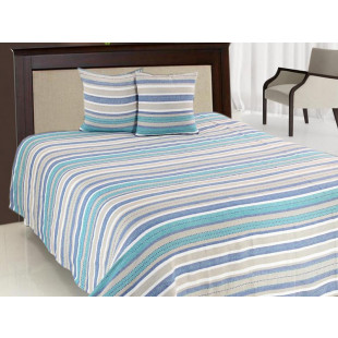 Cuvertura de pat din catifea pentru pat dublu cu 2 fete de perna, 2 persoane - Albastra