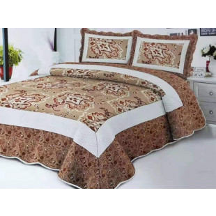 Cuvertura moderna de pat matrimonial din bumbac pentru pat dublu, 2 persoane, cu 3 piese - Jamila