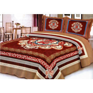 Cuvertura moderna de pat matrimonial din bumbac pentru pat dublu, 2 persoane, cu 3 piese - Keyla