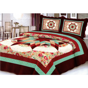 Cuvertura moderna de pat matrimonial din bumbac pentru pat dublu, 2 persoane, cu 3 piese - Masha