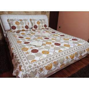 Cuvertura moderna de pat matrimonial din bumbac pentru pat dublu, 2 persoane, cu 3 piese - Mona