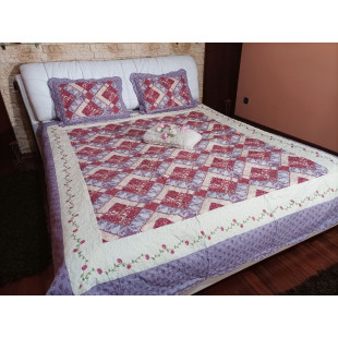 Cuvertura moderna de pat matrimonial din bumbac pentru pat dublu, 2 persoane, cu 3 piese - Lina