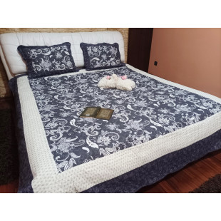 Cuvertura moderna de pat matrimonial din bumbac pentru pat dublu, 2 persoane, cu 3 piese - Sena