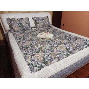 Cuvertura moderna de pat matrimonial din bumbac pentru pat dublu, 2 persoane, cu 3 piese - Natalia