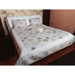 Cuvertura moderna de pat matrimonial din bumbac pentru pat dublu, 2 persoane, cu 3 piese - Misha