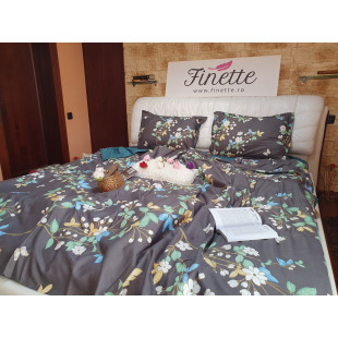 Lenjerie de pat bumbac finet (cearceaf cu elastic 160x200 cm), cu 4 piese, pentru 2 persoane, L'atelier Creatif Pucioasa - Nina