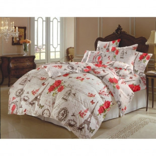 Lenjerie de pat matrimonial, din bumbac 100% neted, pentru 2 persoane, cu 4 piese Armonia Textil - Selena